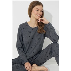 Siyah İnci Antrasit Pamuklu Pijama Takımı 7613