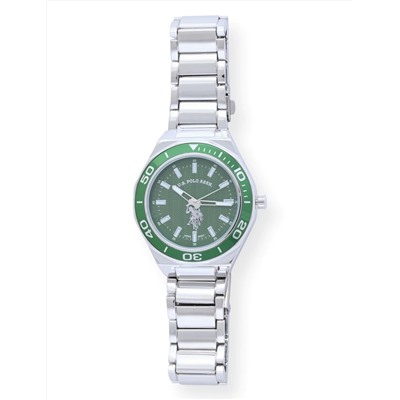 MEN'S SILVER LINK WITH GREEN DIAL ANALOG WATCH