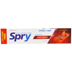 Xlear, Spry, Toothpaste with Fluoride, Anti-Cavity, Cinnamon, 5 oz (141 g)