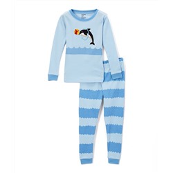 Blue Stripe Dolphin Long-Sleeve Pajama Set - Toddler & Boys