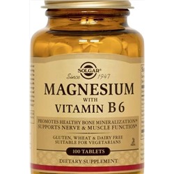 Solgar Magnesium Vitamin B6 100 Tablet SLG017207