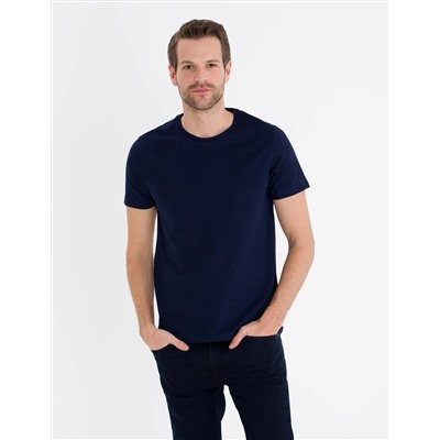 Lacivert Slim Fit Basic Tişört