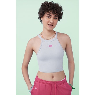 Crop top halter seamless gris