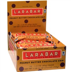 Larabar, Батончики с шоколадной крошкой и арахисовым маслом, 16 батончиков, каждый батончик по 1,6 унций (45 г)