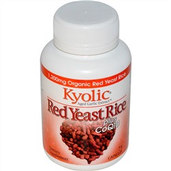 Wakunaga - Kyolic, Экстракт возрастного чеснока, красный дрожжевой рис, плюс CoQ10 75 капсул