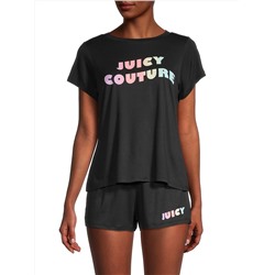 JUICY COUTURE ​2-Piece Rainbow Logo T-Shirt & Shorts PJ Set