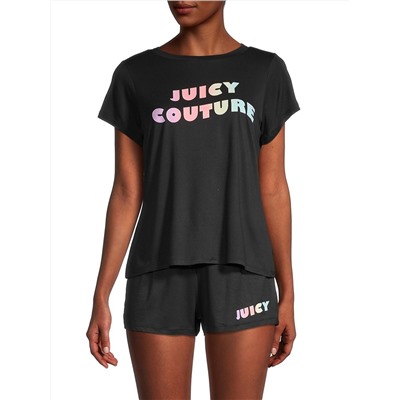 JUICY COUTURE ​2-Piece Rainbow Logo T-Shirt & Shorts PJ Set