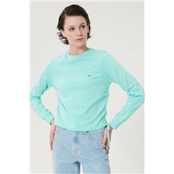 Lee Kadın Turkuaz Regular Fit %100 Pamuk Sıfır Yaka Sweatshirt L211028