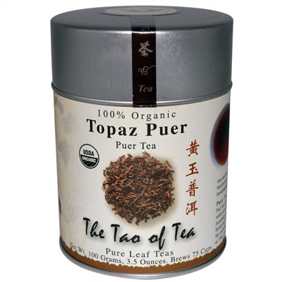 The Tao of Tea, 100% Органический Чай Пуэр Топаз, 3.5 унции (100 г)