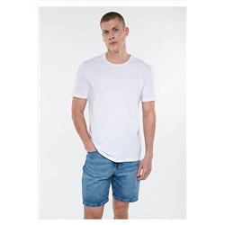Mavi Beyaz Basic Tişört Slim Fit / Dar Kesim 065574-620