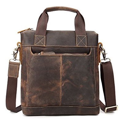 Men's Crazy Horse Leather Tote Bag A4 Vintage Hard Cow leather Messenger Bag