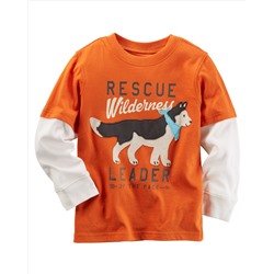 Long-Sleeve Layered-Look Rescue Wilderness Graphic Tee