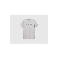 United Colors of Benetton Erkek Mix Logo Baskılı Organik Pamuklu Tshirt 123P3I1XU100A-920