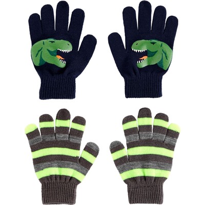 Carter's | Kid 2-Pack Glow-In-The-Dark Dinosaur Gripper Gloves