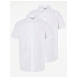 Boys White Short Sleeve Non Iron School Shirts 2 Pack
