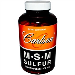Carlson Labs, M·S·M, сера, 800 мг, 180 капсул