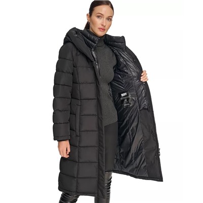 DKNY Women's Bibbed Hooded Puffer Coat