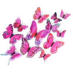 Наклейка «3D Бабочки», розовые 12 штук (2493)