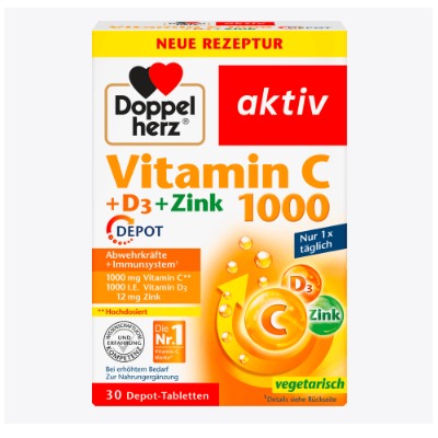 Vitamin C 1.000 + D3 + Zink Depot Tabletten 30 St., 42,9 g