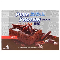 Pure Protein, Plus Bar, брауни мокка, 6 батончиков, 2.11 унц. (60 г.)