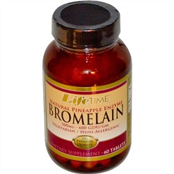 Life Time, Бромелайн, натуральный фермент ананаса, 500 мг, 60 таблеток