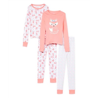 Pink & White 'Wild About Dreaming' Fox Girls Club Pajama Set - Toddler & Girls