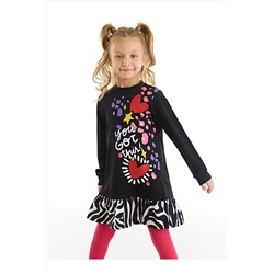 Mushi Zebra Kalpli Siyah Kız Çocuk Fırfırlı Elbise MS-22K1-012