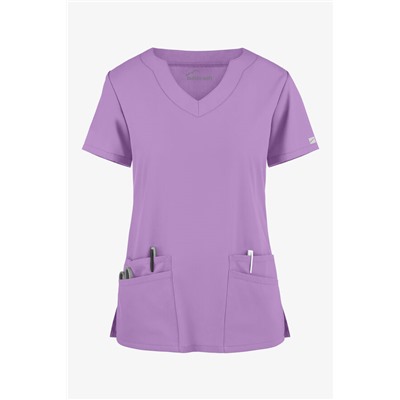 Butter-Soft Core by UA™ Women's 4-Pocket Scallop Neck Scrub Top ЦВЕТ ORCHID