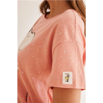 Pijama corto 100% algodón rosa Snoopy
