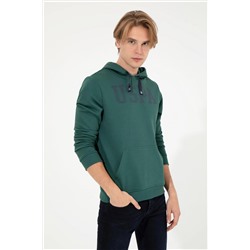 Erkek Yeşil Kapüşonlu Basic Sweatshirt