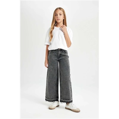 Defacto, Kız Çocuk Wide Leg Geniş Bol Paça Cepli Jean Pantolon C8536a824au