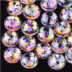 LiQunSweet 200 Pcs Resin Slime Cabochons with Star Paillette Dome Round Flatback Resin Cabochons for Craft Making, Ornament Scrapbooking DIY Crafts, Birthday Christmas Gift - 14mm