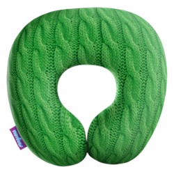 Подушка под шею «Вязаные косички» зеленый