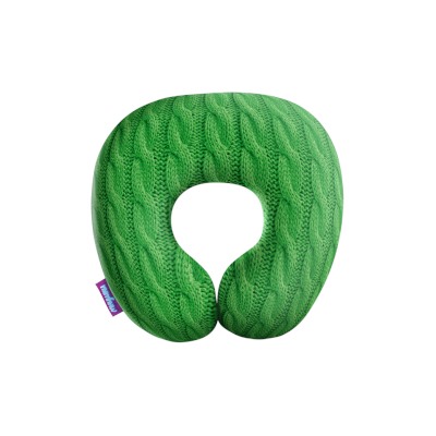 Подушка под шею «Вязаные косички» зеленый