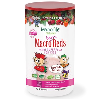 Macrolife Naturals, Макро красные - ягоды, особо питательный ягодный продукт для детей, фрукты и ягоды, 95 г (3,3 унции)