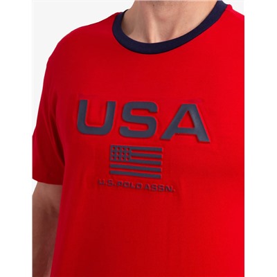 EMBOSSED USA FLAG JERSEY T-SHIRT