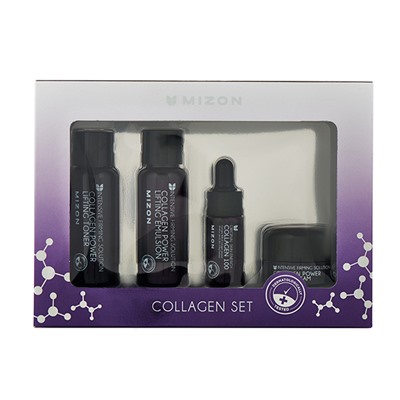 MIZON Collagen miniature SET Набор: Эмульсия для лица, Тонер для лица, Сыворотка для лица, Крем для  40мл/40мл/15мл/9.3мл