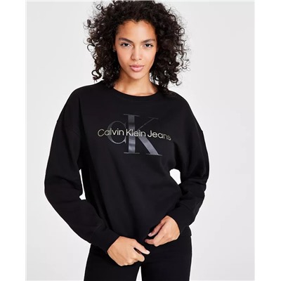 CALVIN KLEIN JEANS Women's West Village Foiled Logo-Print Sweatshirt