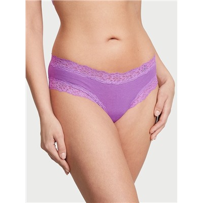 THE LACIE Lace-Waist Cotton Cheeky Panty