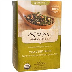 Numi Tea, Органический зеленый чай, поджаренный рис, 18 пакетиков, 1,65 унции (46,8 г) каждая