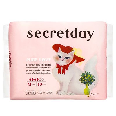 SECRETDAY PURE LOVE Хлопковые гигиенические прокладки М 16шт