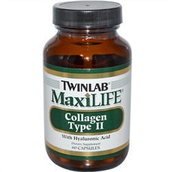 Twinlab, MaxiLife, коллаген типа II, 60 капсул