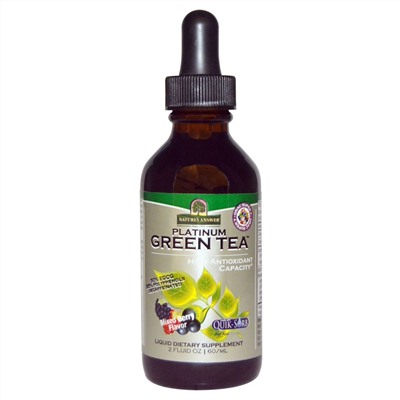 Nature's Answer, Зеленый чай Platinum Green Tea, с высоким содержанием антиоксидантов, вкус ягодной смеси, 2 жидких унции (60 мл)