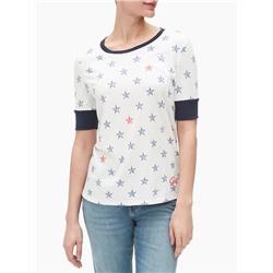 Graphic Elbow-Sleeve T-Shirt in Cotton-Modal