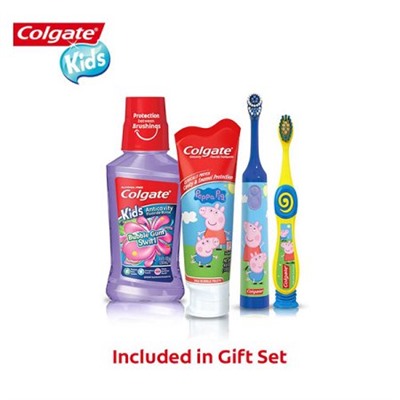 Colgate Kids Toothbrush, Toothpaste, Mouthwash Gift Set - Peppa Pig