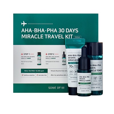 SOME BY MI AHA·BHA·PHA 30 DAYS MIRACLE TRAVEL KIT Набор: тонер, сыворотка, крем для лица 30мл+10мл+20г