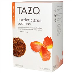 Tazo Teas, Травяной чай, Цитрусовый ройбуш «Скарлет» без кофеина, 20 чайных пакетиков, 1,9 унции (55 г)