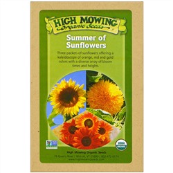 High Mowing Organic Seeds, Подсолнечное лето, Коллекция органических семян, В ассортименте, 3 пакета