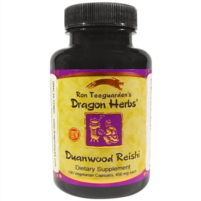Dragon Herbs, Duanwood Reishi, 450 мг, 100 веганских гелевых капсул
