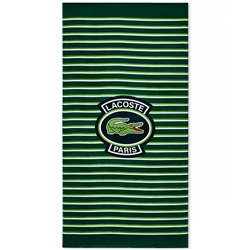 LACOSTE HOME Logo Golf Striped Cotton Beach Towel